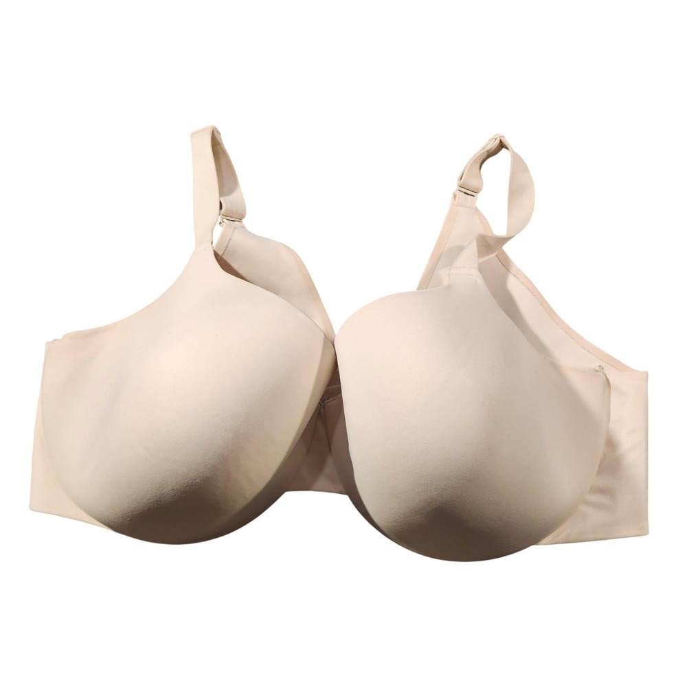Cacique Bra Womens 44DDD Beige Full Coverage T‎ Shirt Underwire Padded Smooth